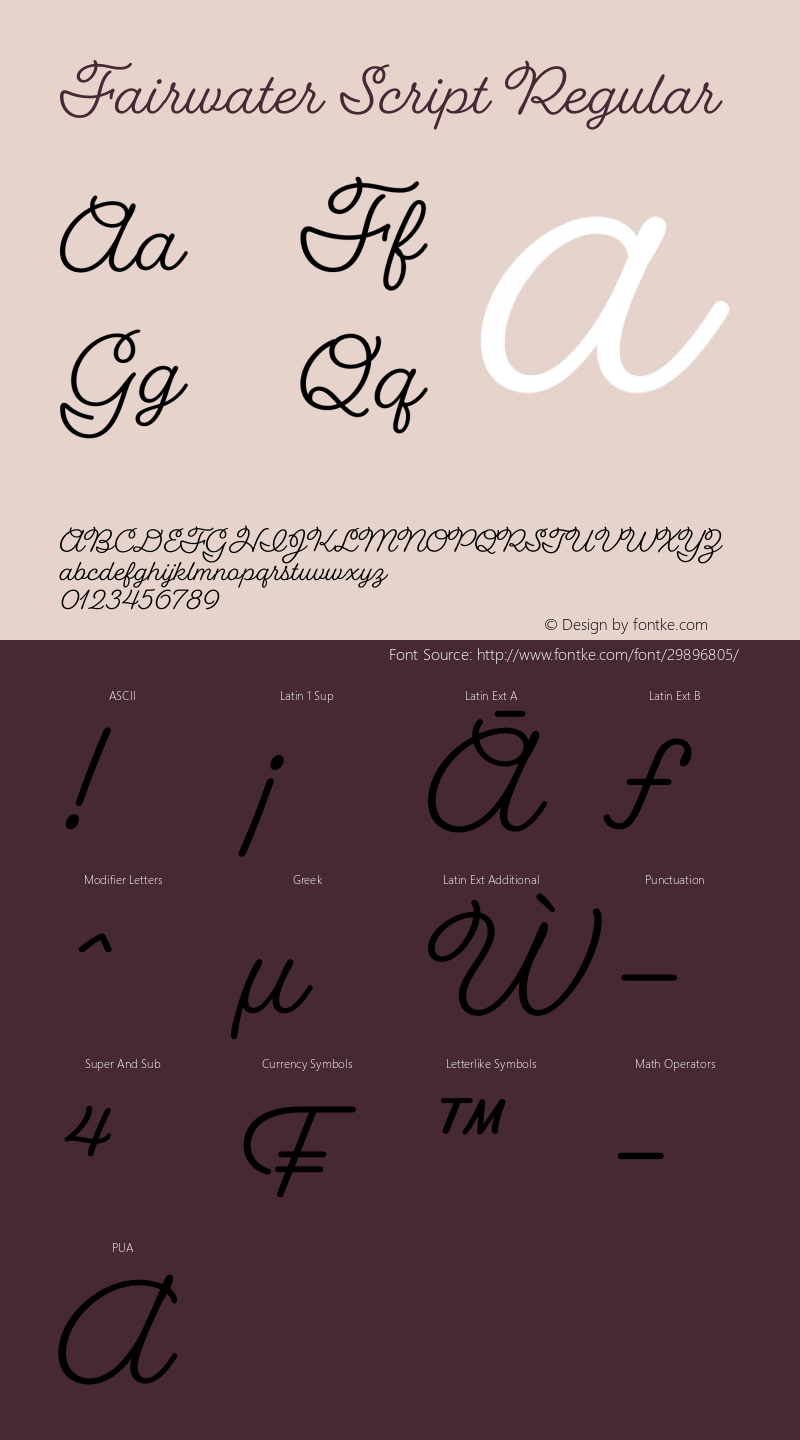 Fairwater Script Regular Version 1.0 Font Sample