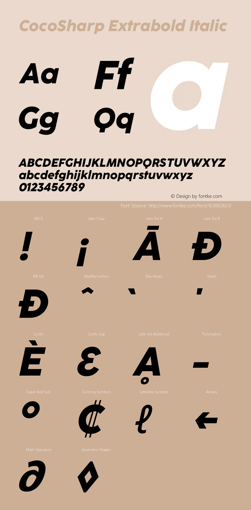 CocoSharp Extrabold Italic Version 1.000;hotconv 1.0.109;makeotfexe 2.5.65596 Font Sample