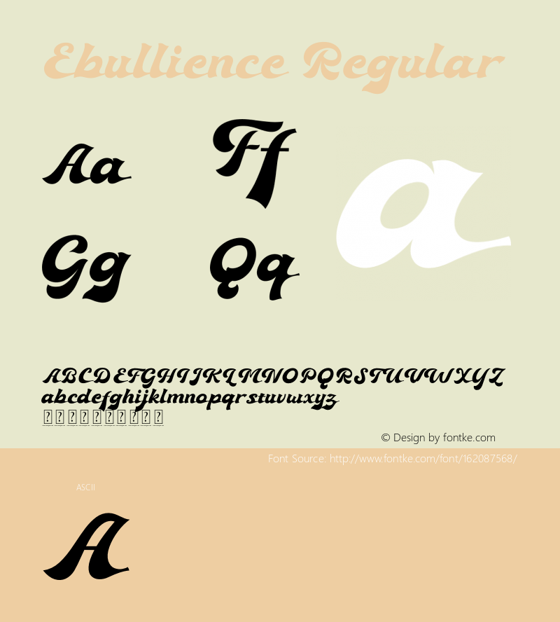 Ebullience Version 1.00 Font Sample