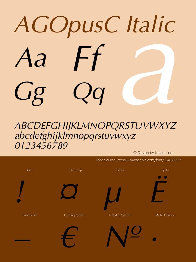 AGOpusC Italic OTF 1.0;PS 001.000;Core 116;AOCW 1.0 161 Font Sample