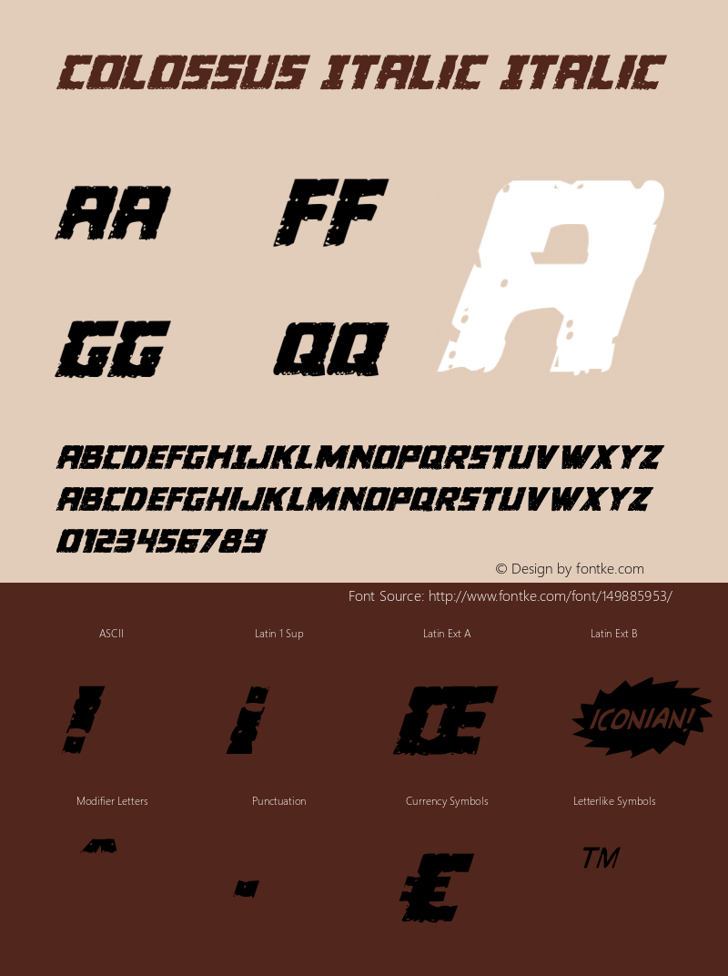Colossus Regular Italic Version 2.0; 2017 Font Sample