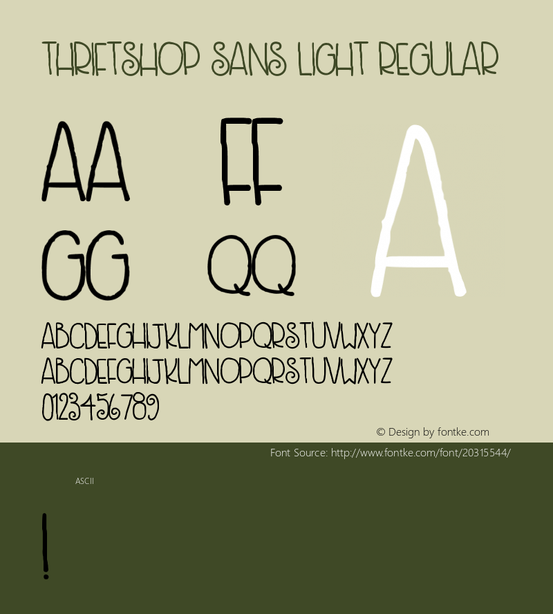 Thriftshop Sans Light Version 1.00 2015 Font Sample