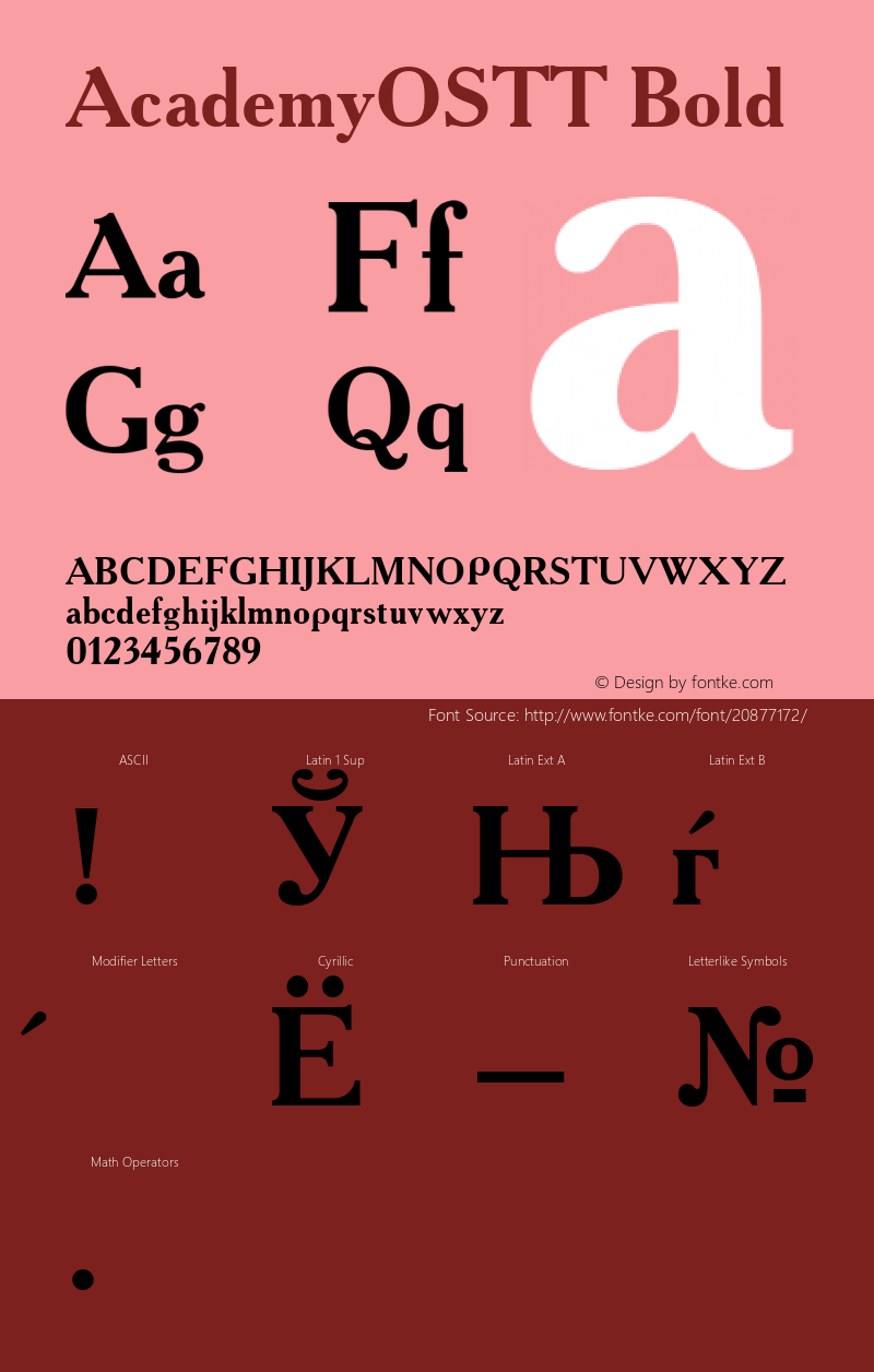 AcademyOSTT Bold TrueType Maker version 3.00.00 Font Sample