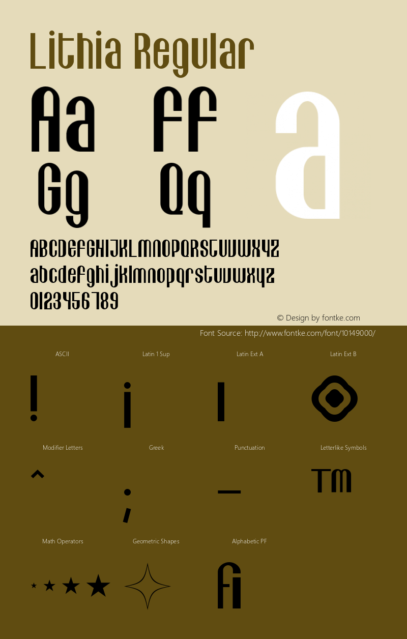 Lithia Regular Version 001.000 Font Sample