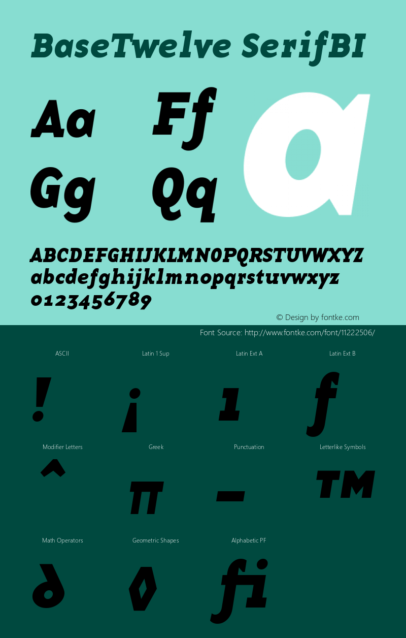 BaseTwelve SerifBI Version 001.000 Font Sample