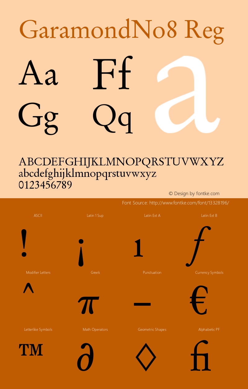 GaramondNo8 Reg Version 1.05 Font Sample