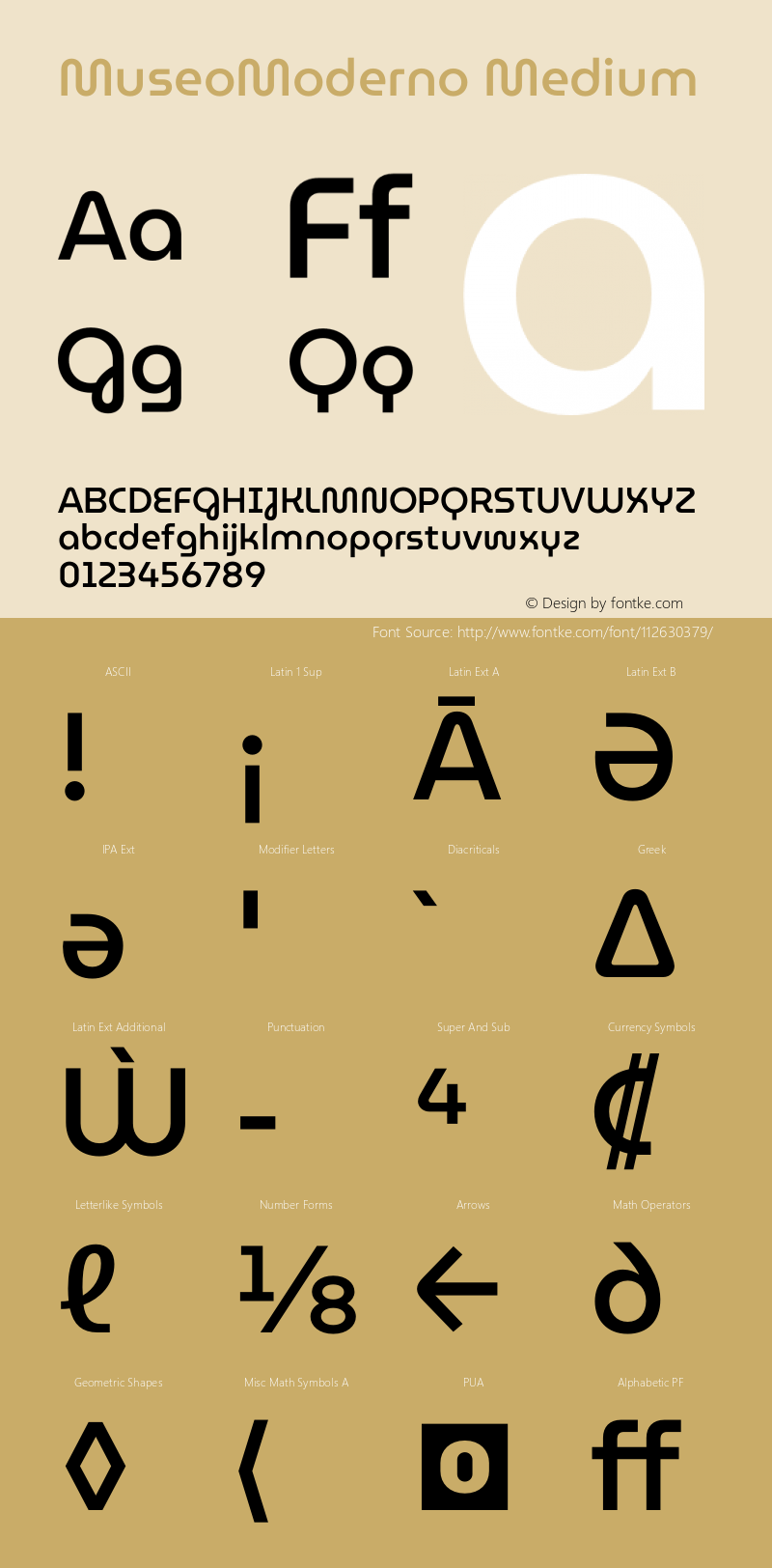 MuseoModerno Medium Version 1.001 Font Sample