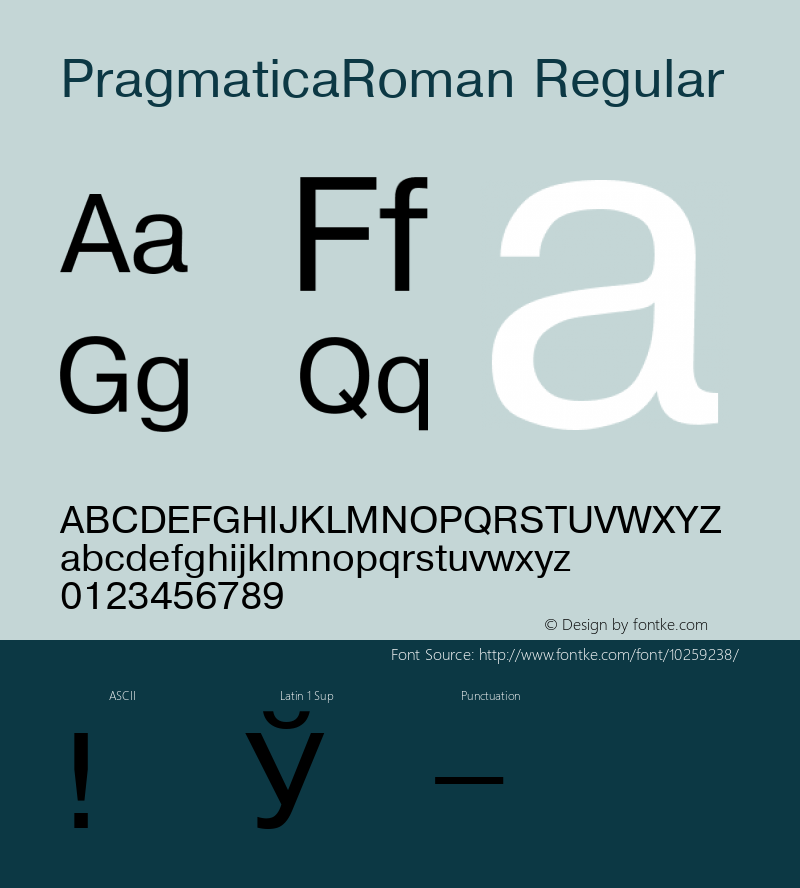 PragmaticaRoman Regular 001.000 Font Sample