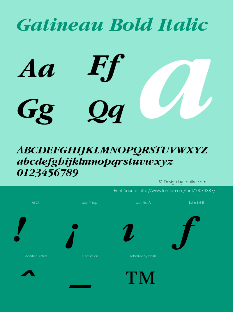 Gatineau Bold Italic 001.003 Font Sample