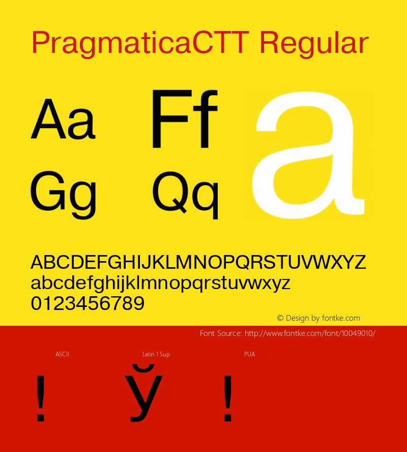 PragmaticaCTT Regular TrueType Maker version 1.00.03 Font Sample