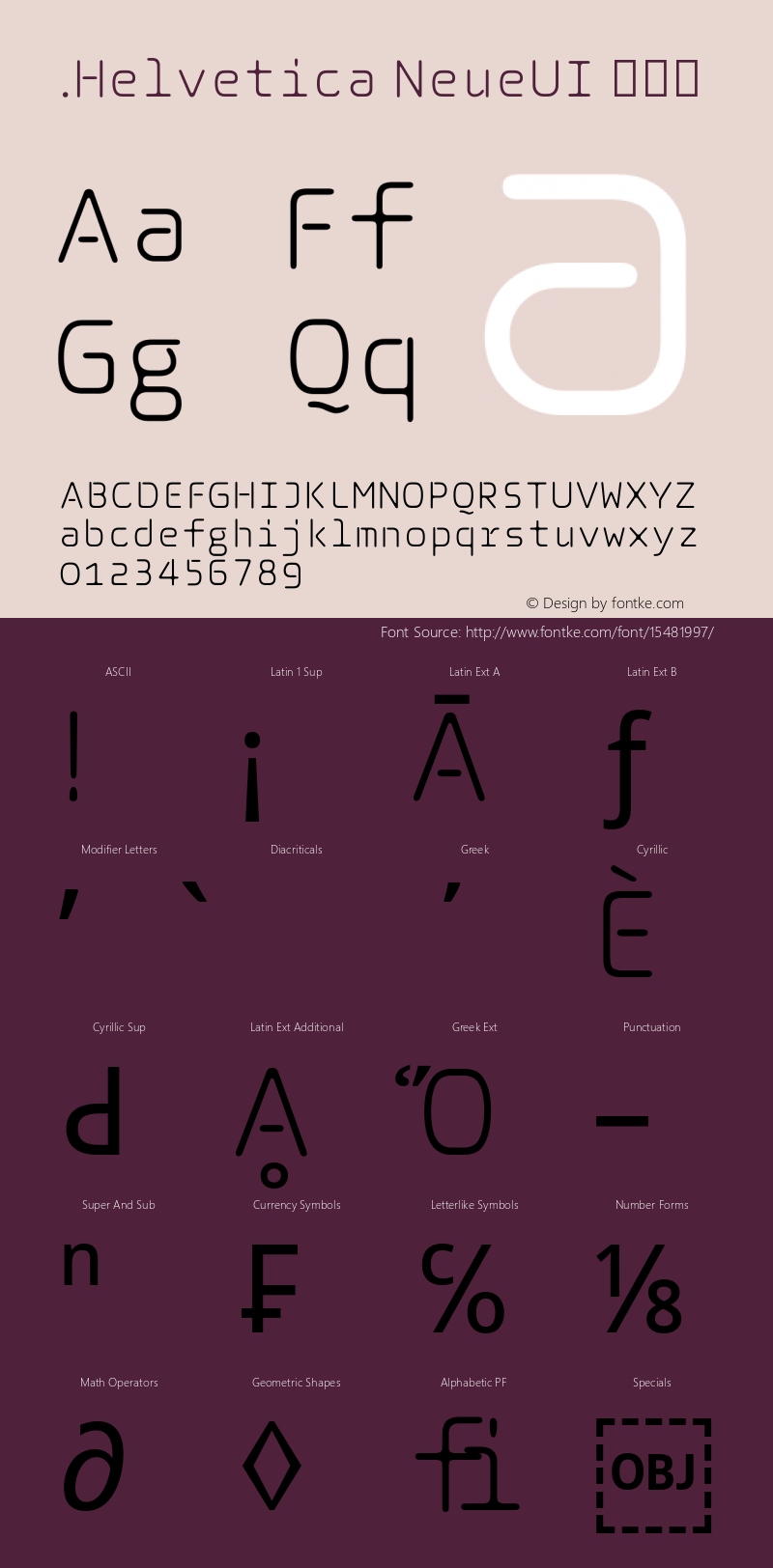 .Helvetica NeueUI 常规体 10.0d35e1 Font Sample
