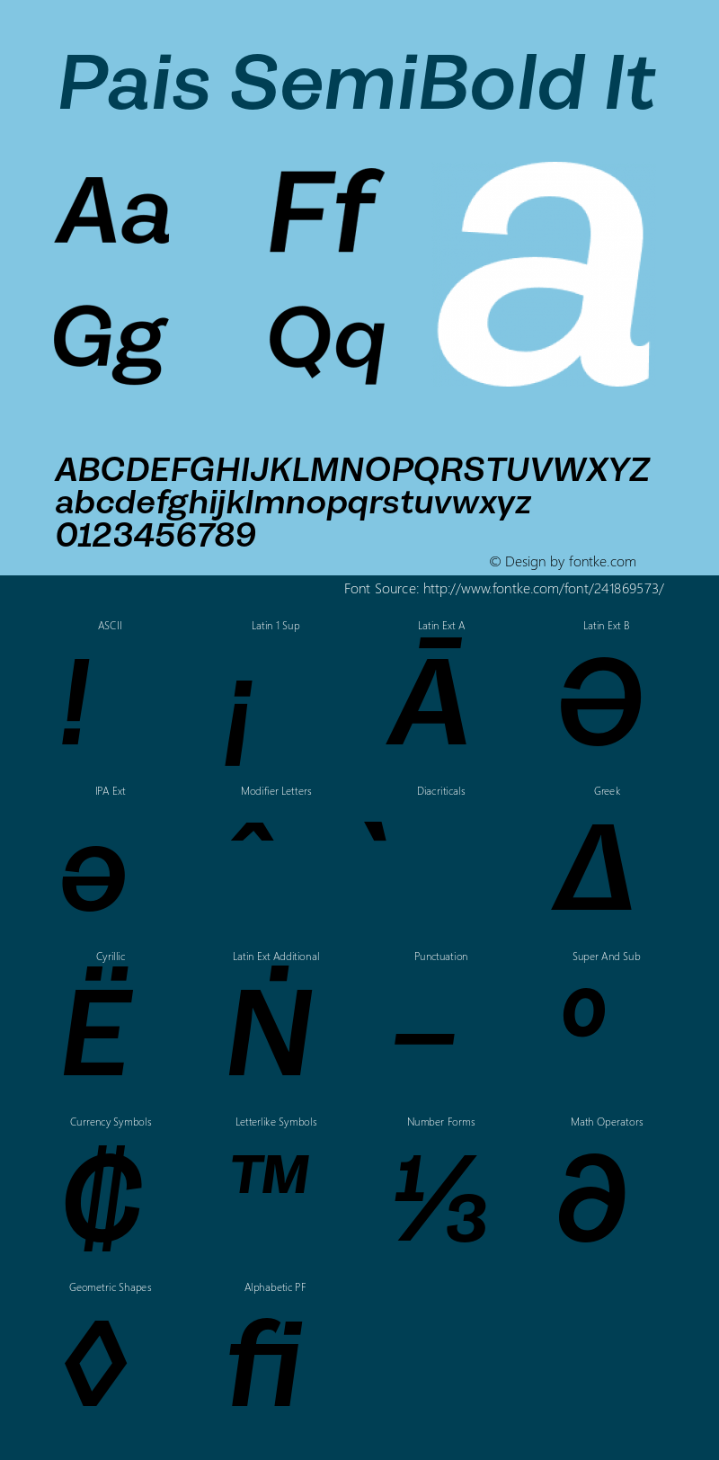 Pais SemiBold It Version 1.001;FEAKit 1.0图片样张