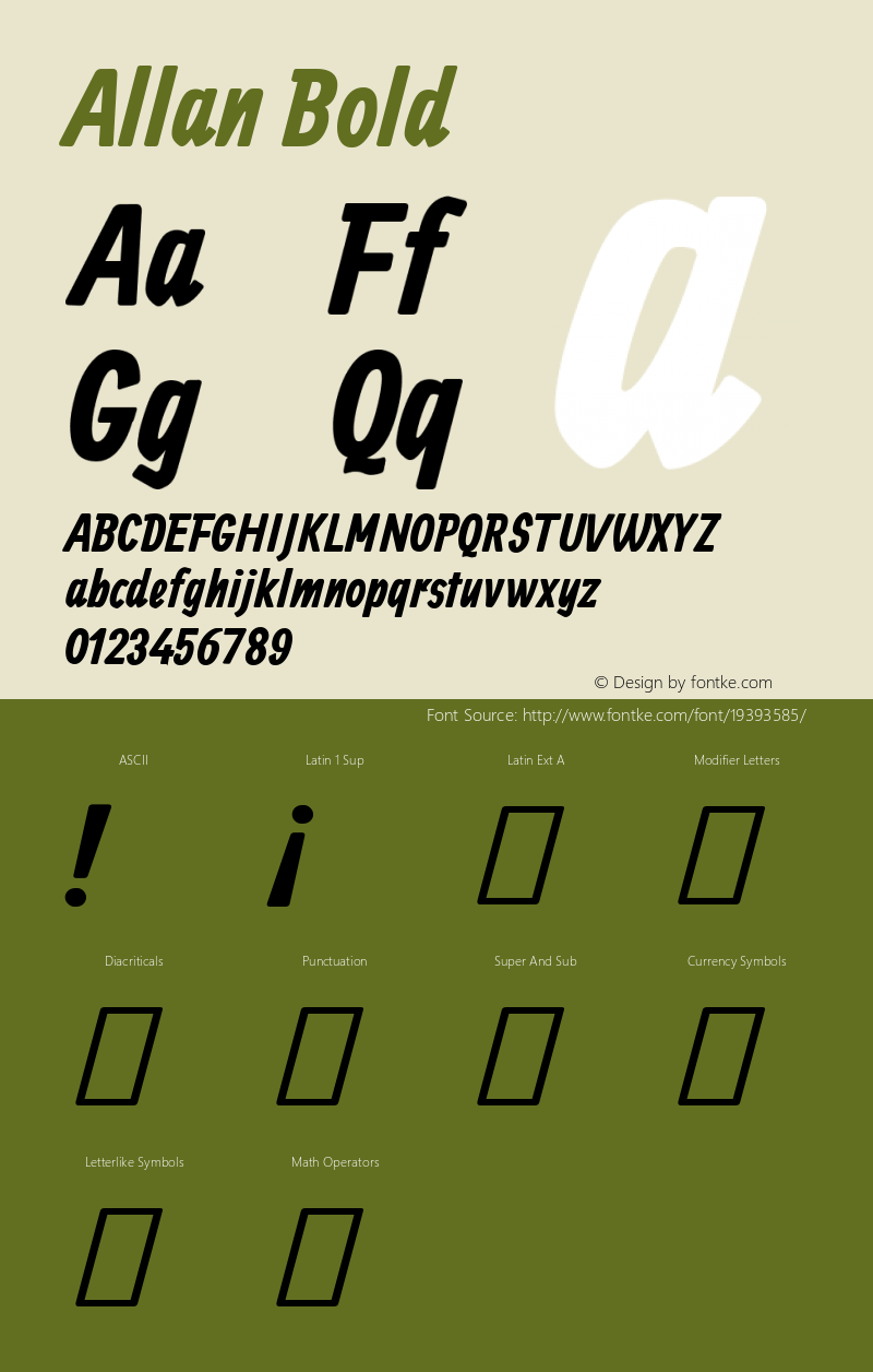 Allan Bold Version 1.004 Font Sample