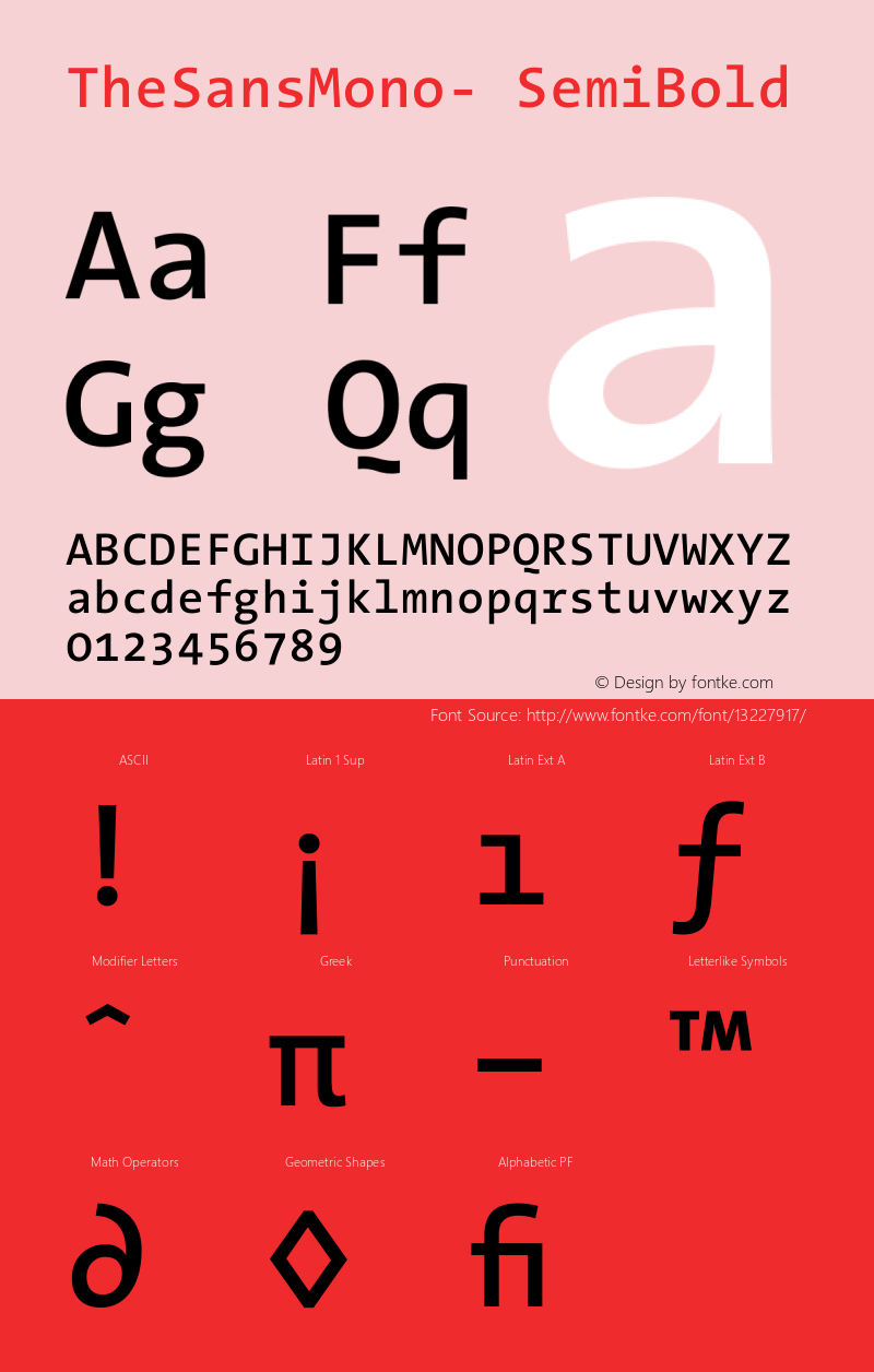 TheSansMono- SemiBold Version 001.000 Font Sample