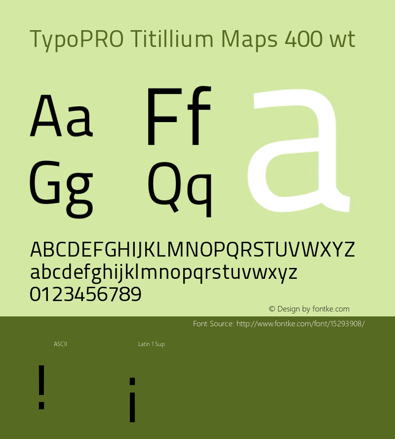 TypoPRO Titillium Maps 400 wt Version 001.001 Font Sample