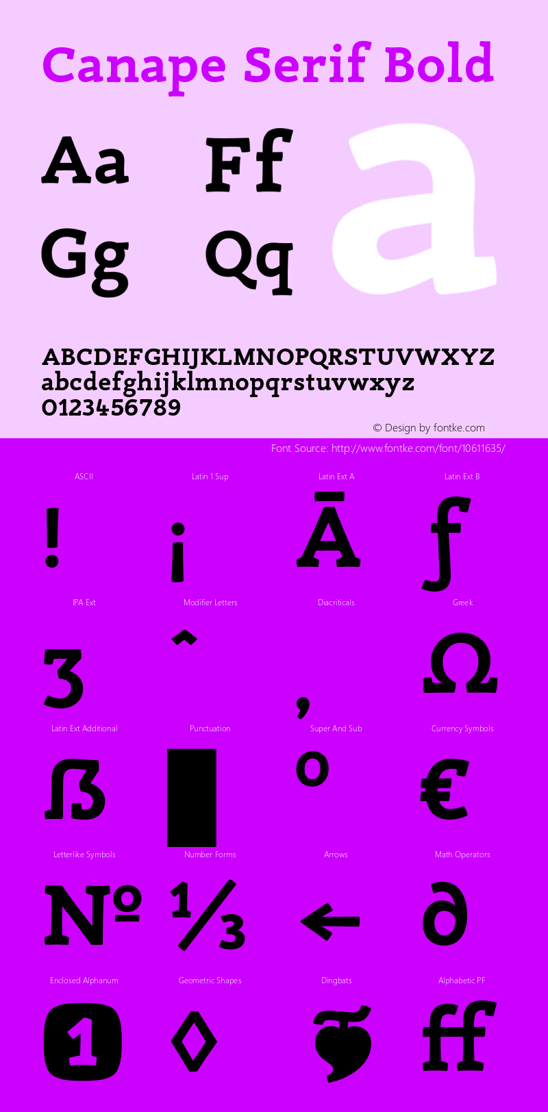Canape Serif Bold Version 1.000 Font Sample