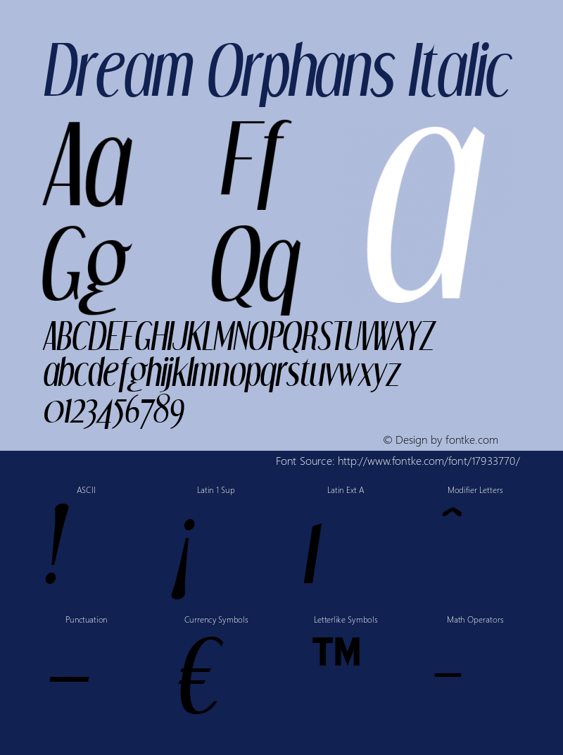 Dream Orphans Italic OTF 4.000;PS 001.001;Core 1.0.29 Font Sample