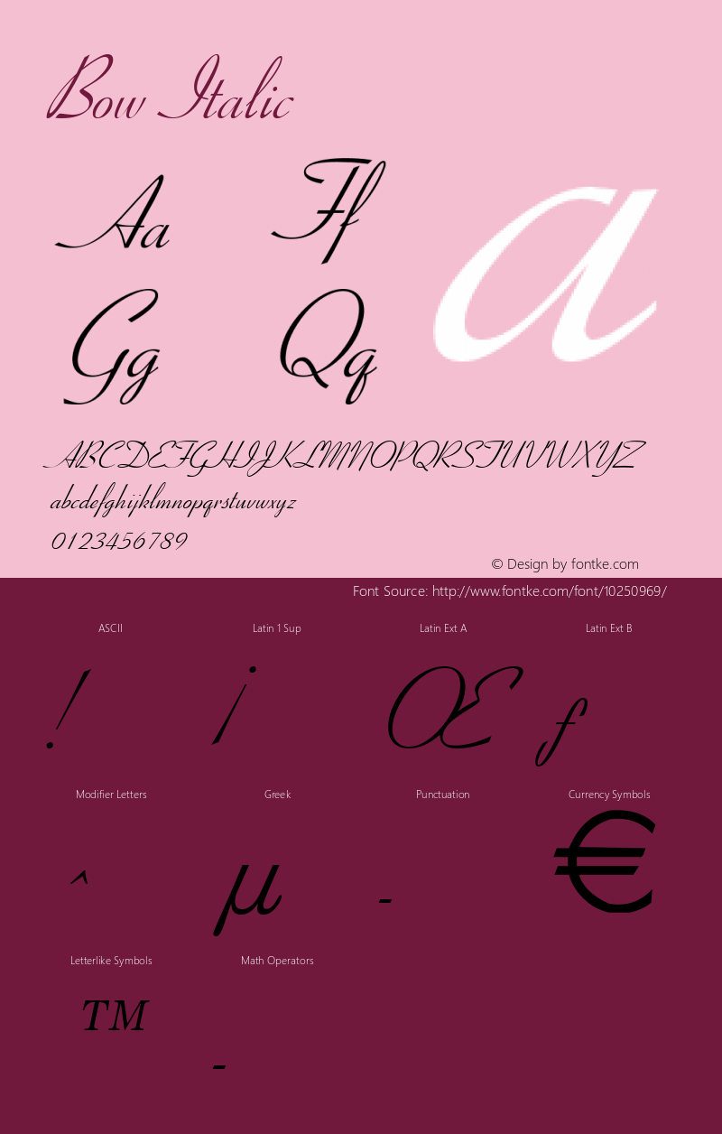 Bow Italic Altsys Fontographer 4.1 11/1/95 Font Sample
