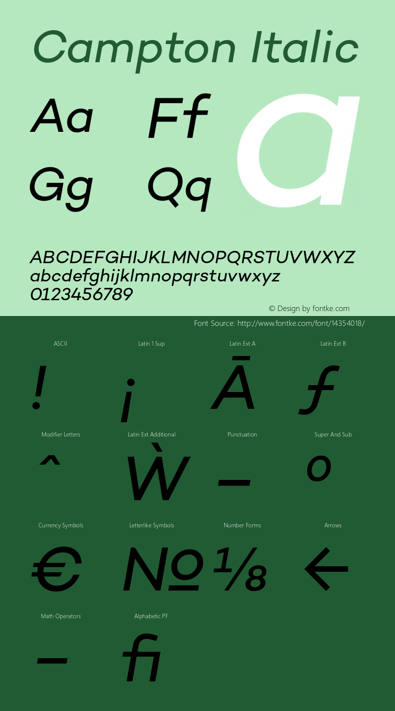 Campton Italic Version 1.000;PS 001.001;hotconv 1.0.56 Font Sample