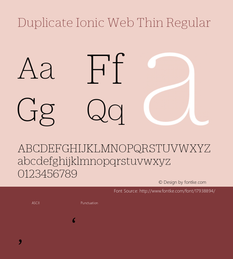 Duplicate Ionic Web Thin Regular Version 1.1 2013 Font Sample