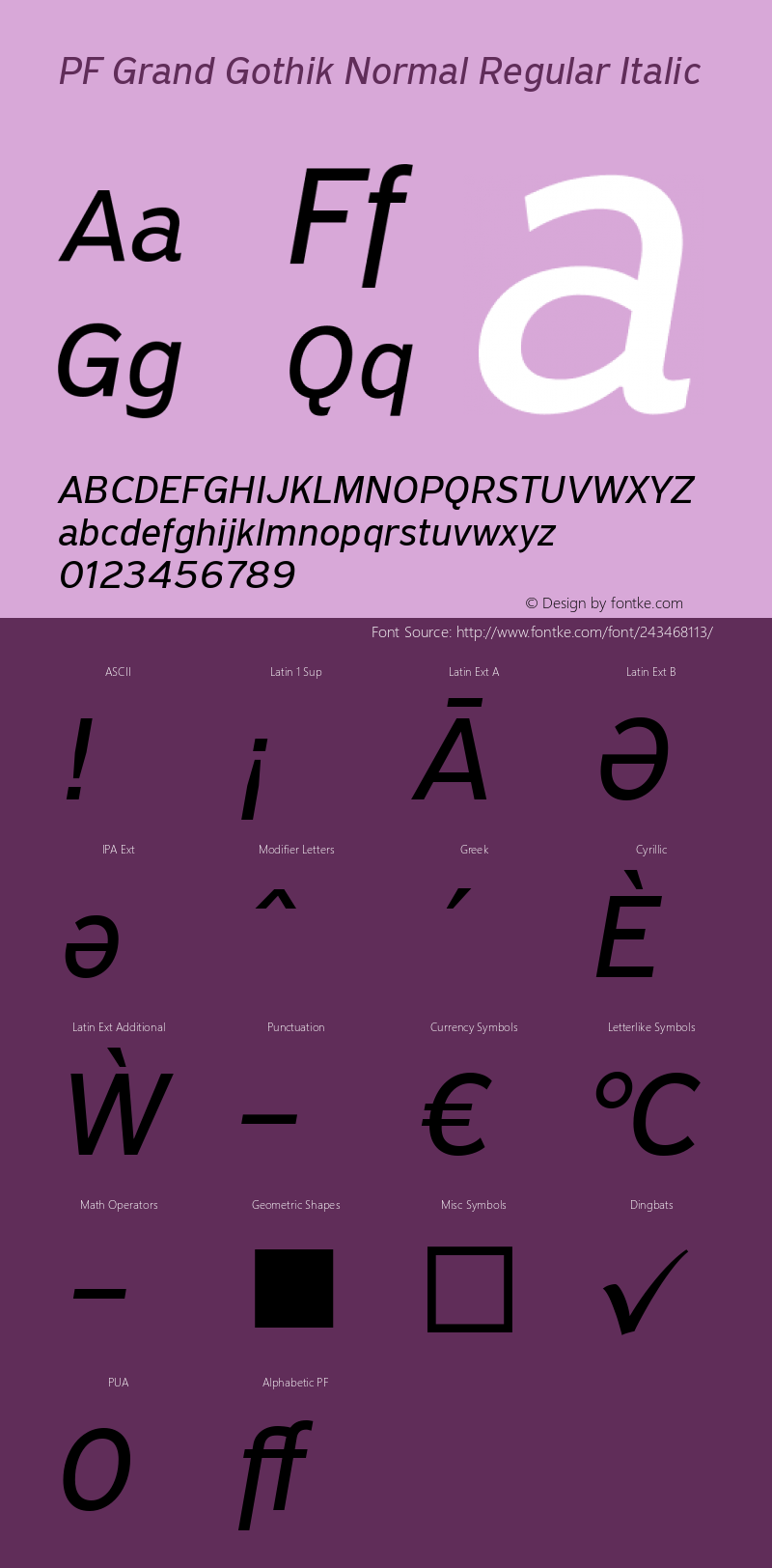 PF Grand Gothik Normal Regular Italic Version 1.001 | web-ttf图片样张