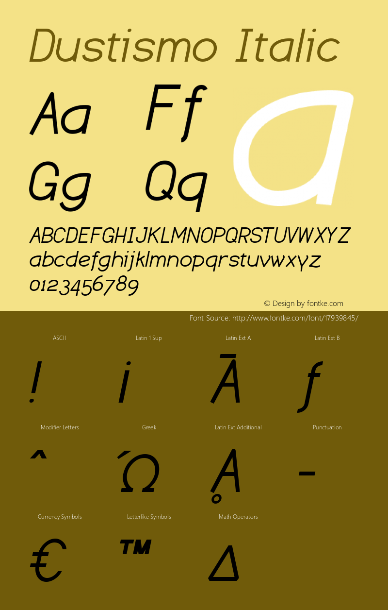 Dustismo Italic Version 1.06 2003 Font Sample