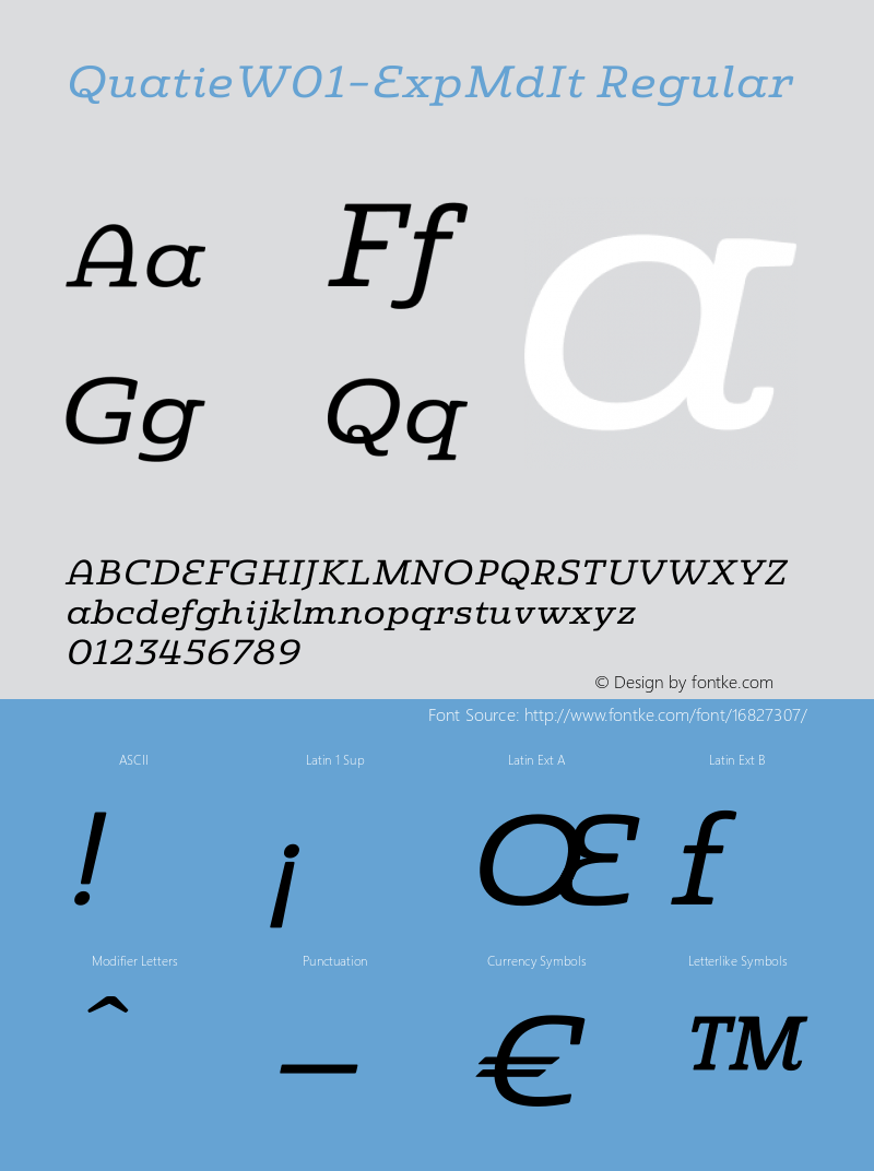 QuatieW01-ExpMdIt Regular Version 1.00 Font Sample