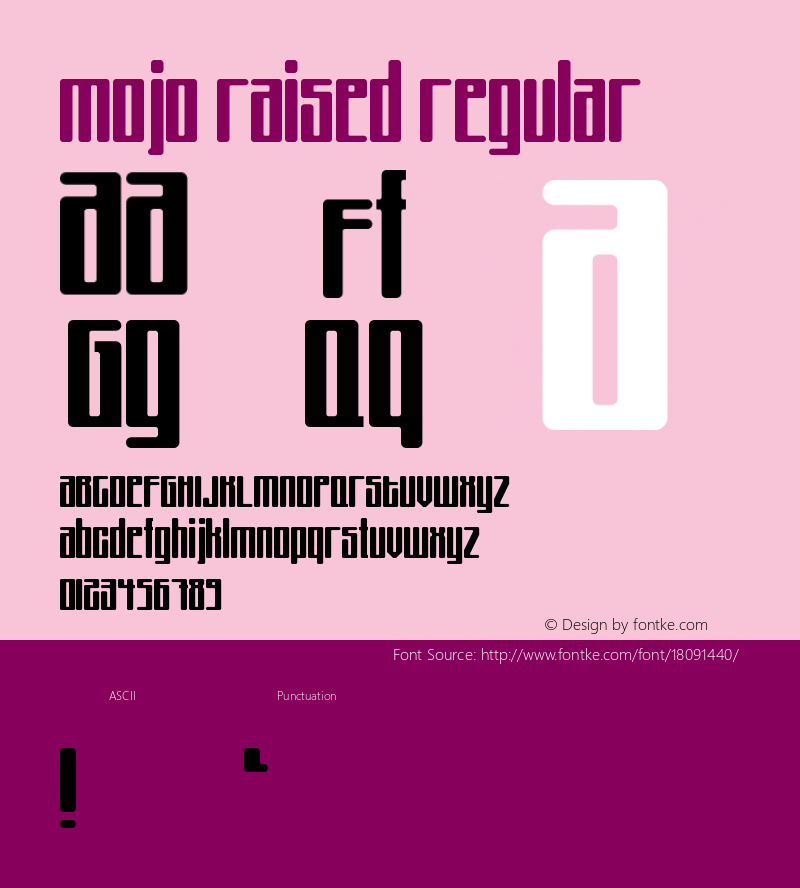 Mojo Raised Regular Version 1.0 Font Sample