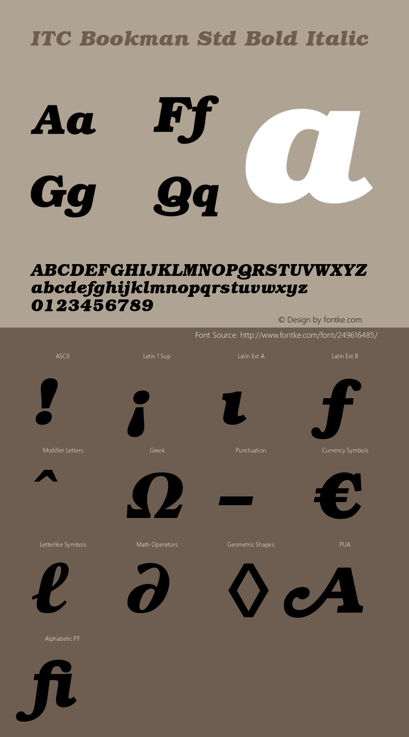 ITC Bookman Std Medium Bold Italic Version 1.00 Build 1000图片样张