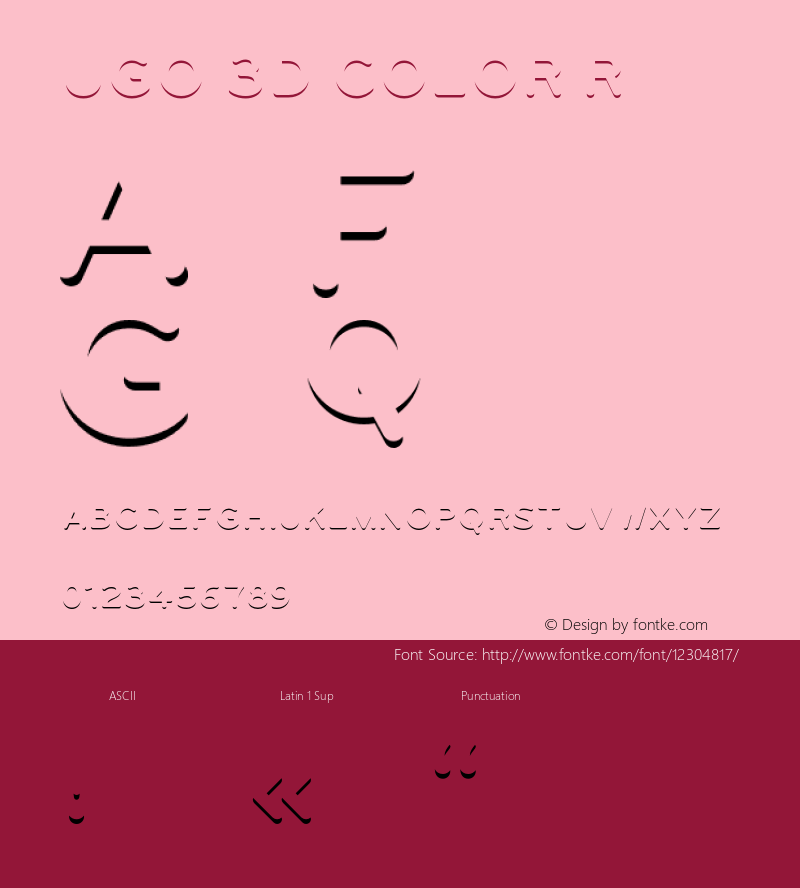 UGO 3D COLOR Regular Version 1.000;PS 001.001;hotconv 1.0.56 Font Sample