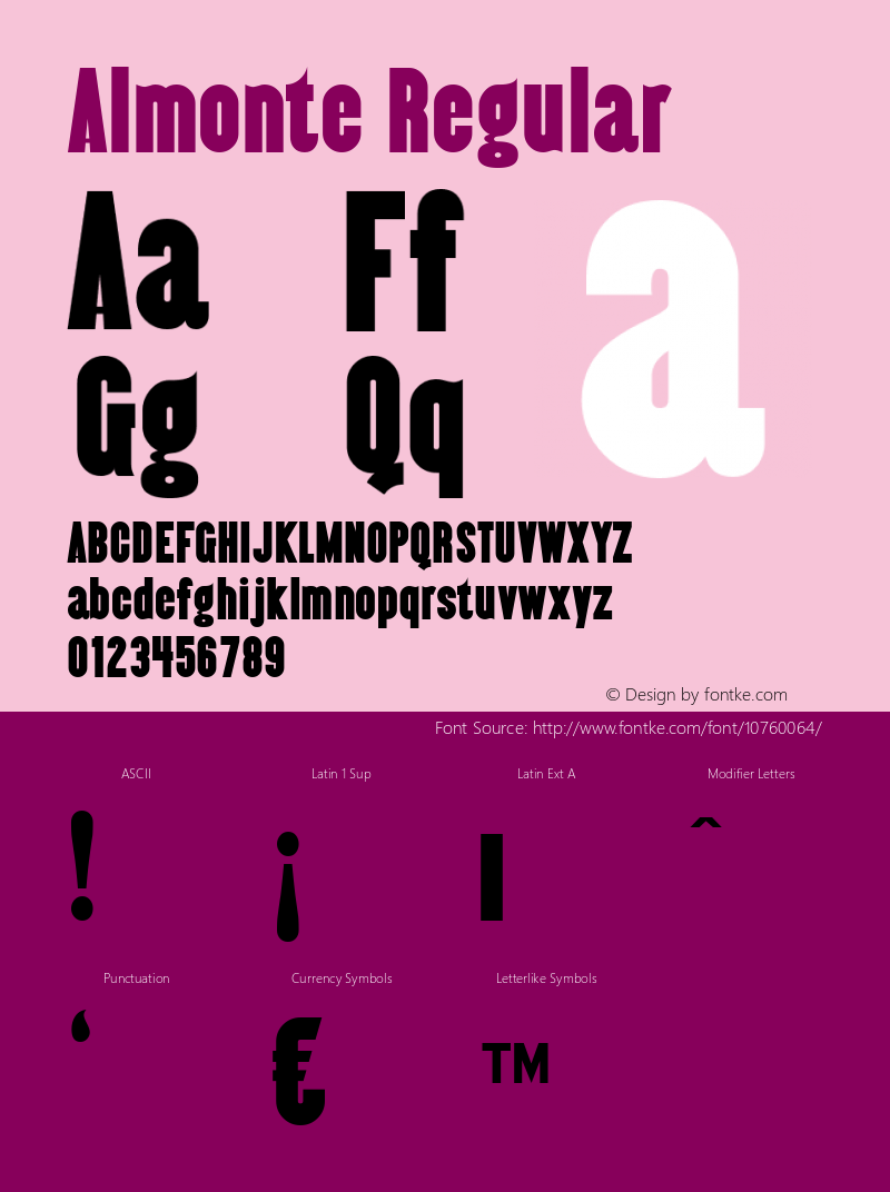 Almonte Regular Version 3.000 2005 Font Sample