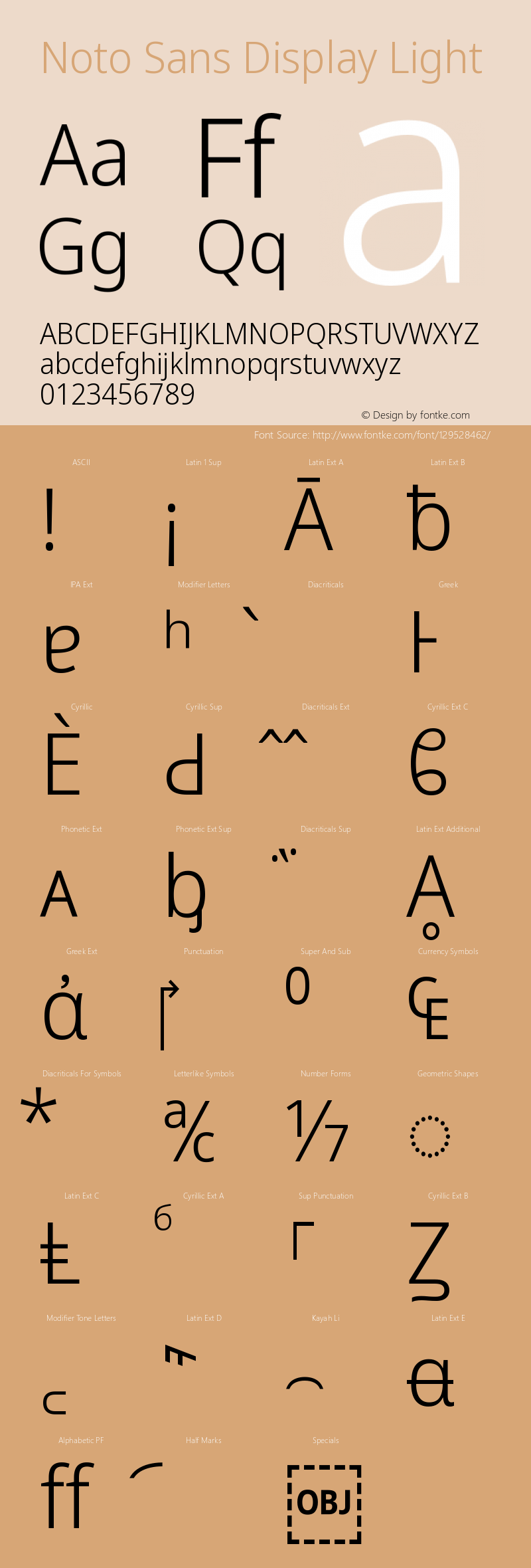 Noto Sans Display Light Version 2.003 Font Sample