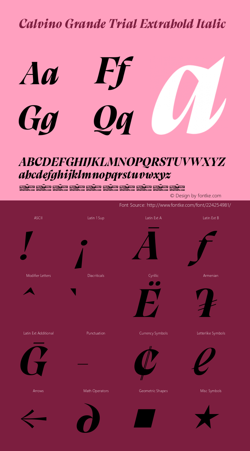 Calvino Grande Trial Extrabold Italic Version 1.000图片样张