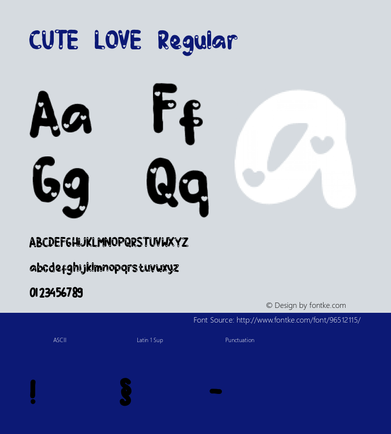 CUTE LOVE 1.0 Font Sample