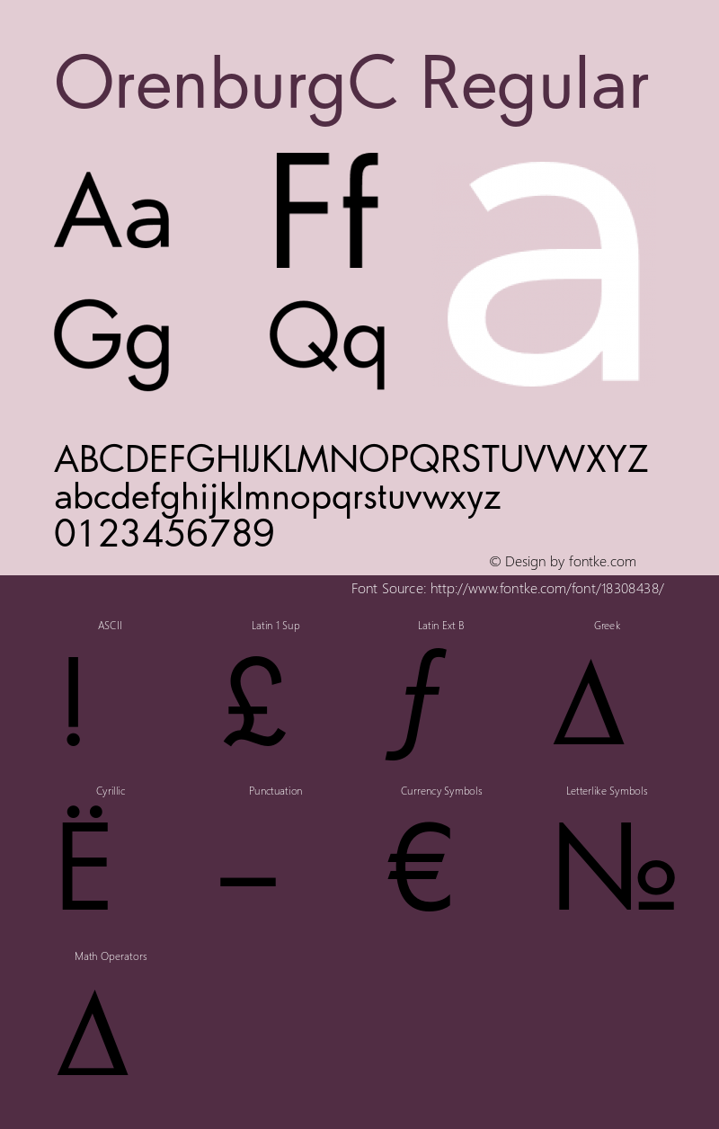 OrenburgC Regular OTF 1.0;PS 001.000;Core 116;AOCW 1.0 161 Font Sample