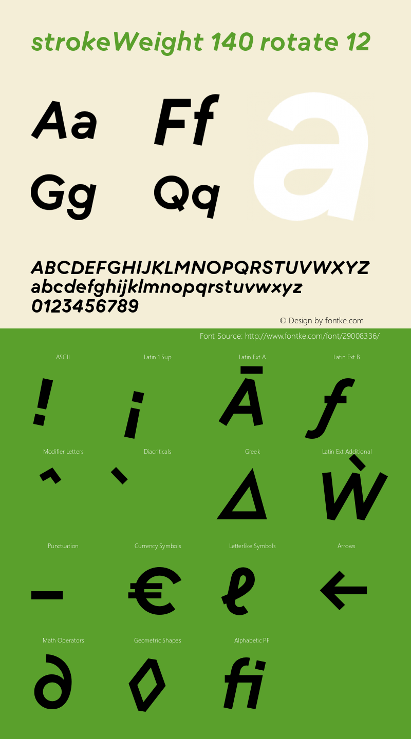 strokeWeight-140rotateR12 Version 1.007 Font Sample