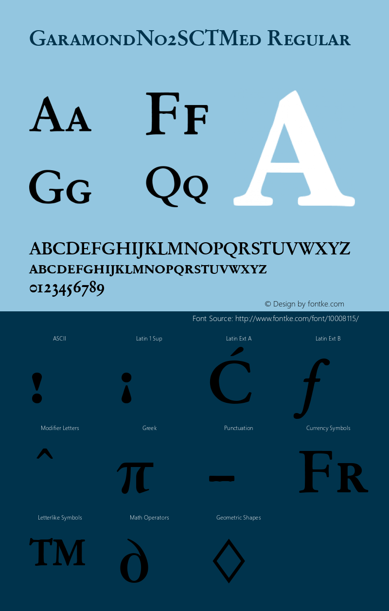 GaramondNo2SCTMed Regular Version 001.005 Font Sample