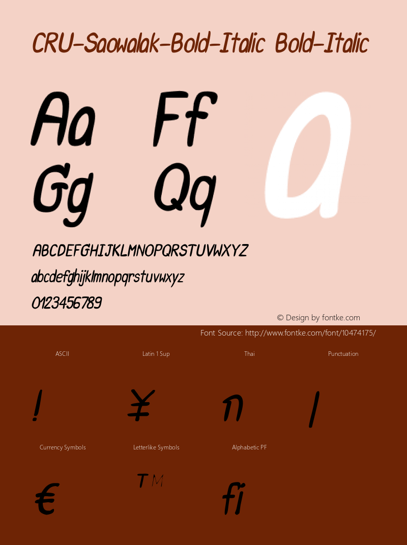 CRU-Saowalak-Bold-Italic Bold-Italic Version 1.000 February 19, 2013 Font Sample