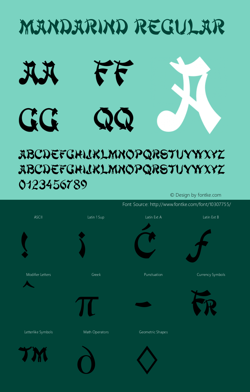 MandarinD Regular Version 001.005 Font Sample