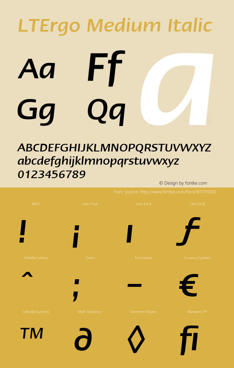 Linotype Ergo Medium Italic Version 2.0图片样张