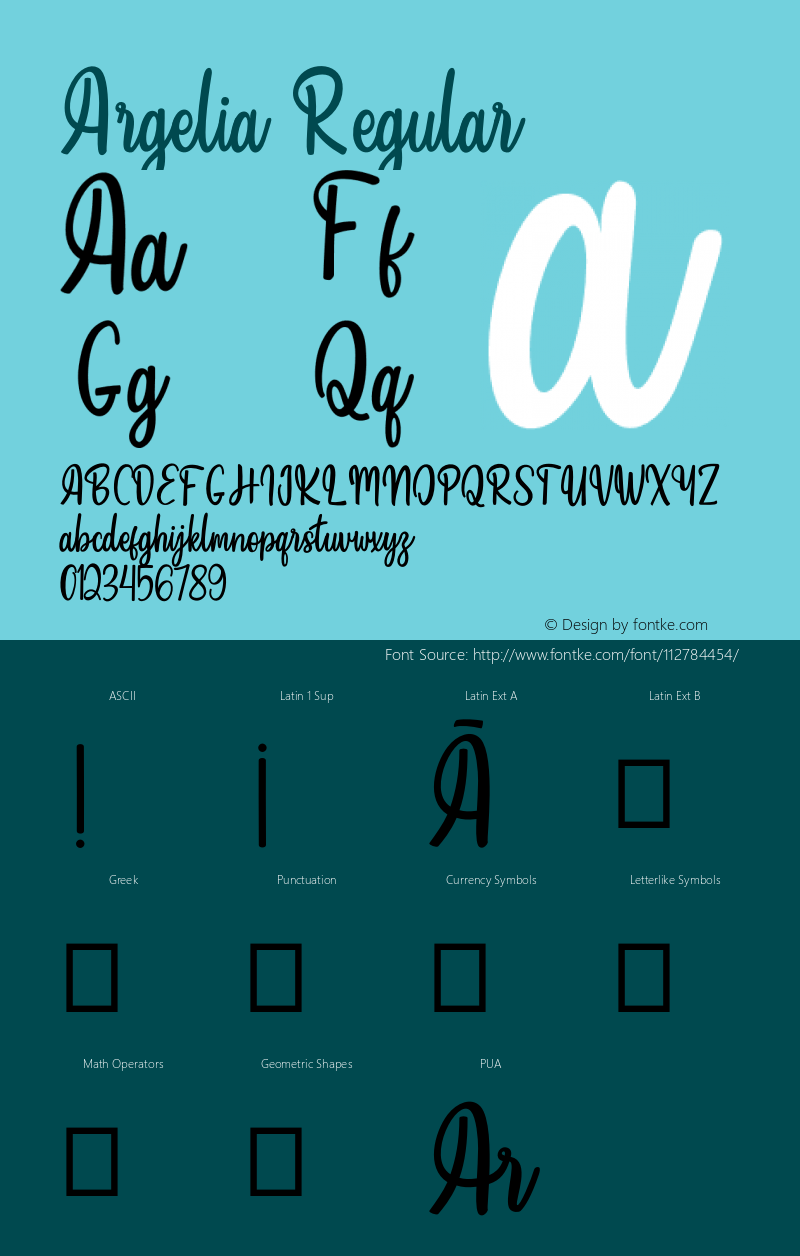 Argelia Version 001.150 Font Sample