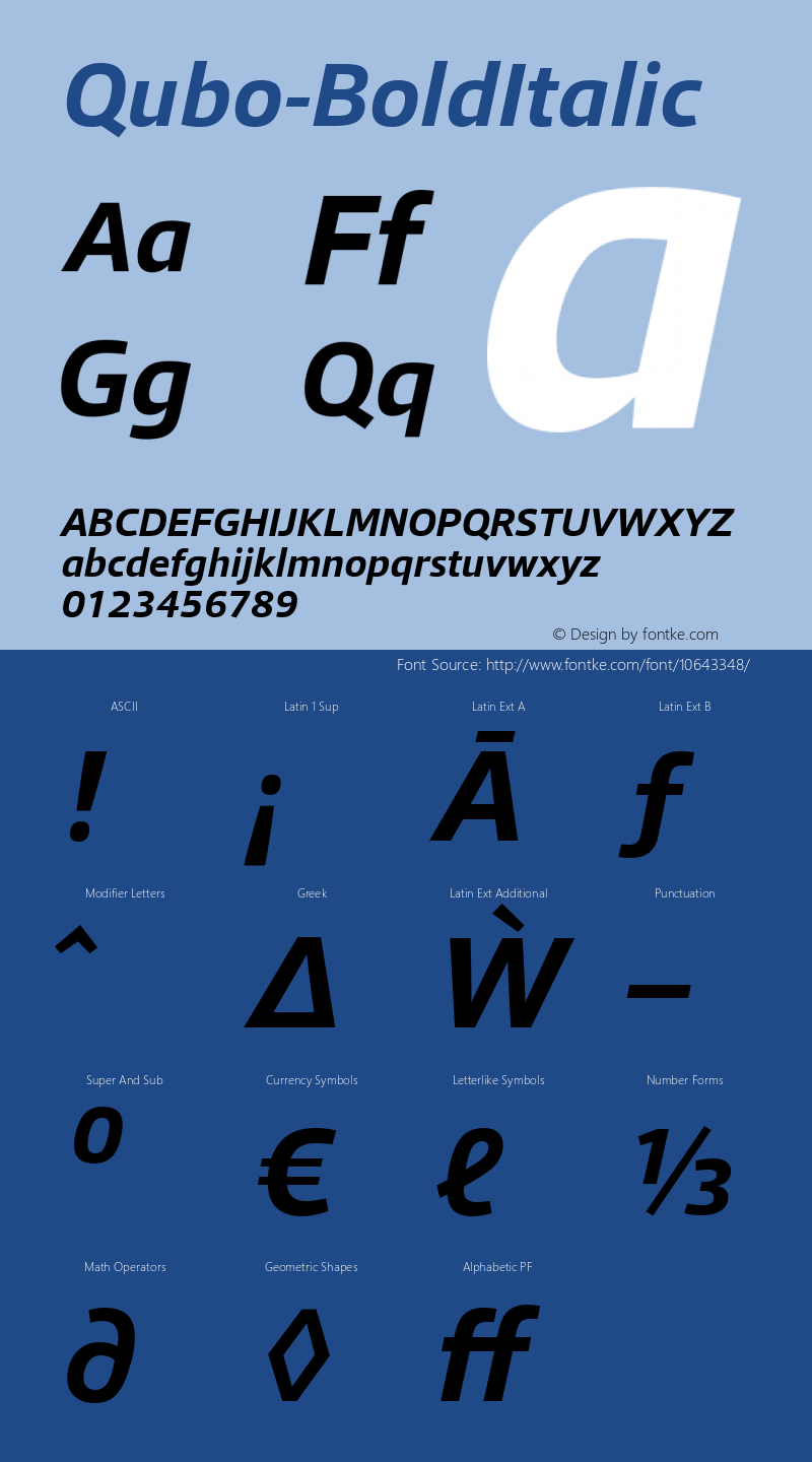 Qubo-BoldItalic ☞ Version 1.000;com.myfonts.easy.hoftype.qubo.bold-italic.wfkit2.version.41bt Font Sample