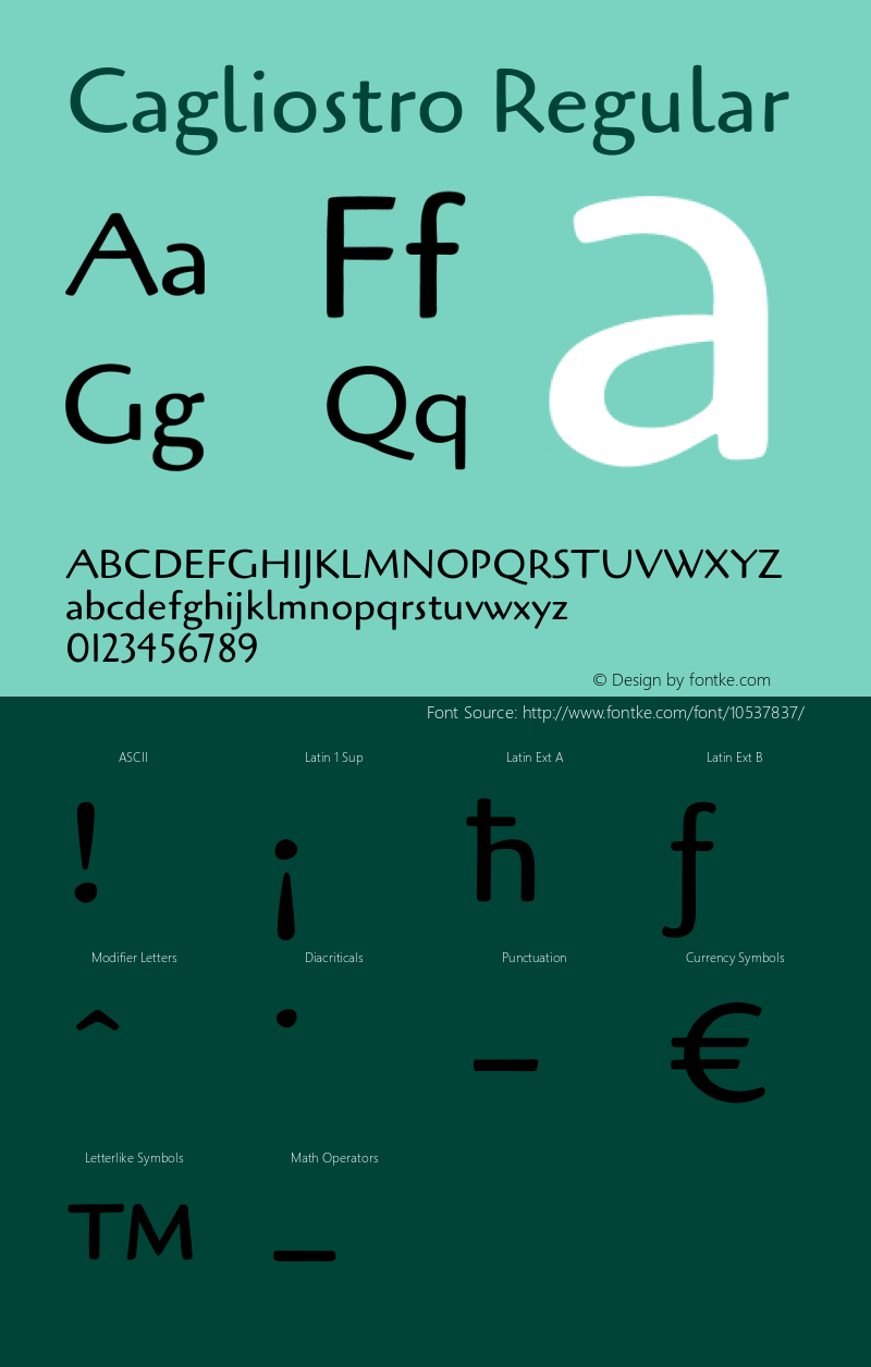 Cagliostro Regular Version Font Sample