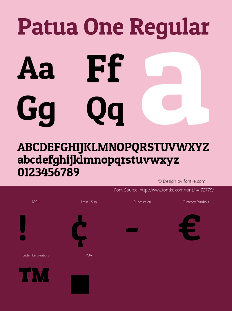 Patua One Regular Version 1.002 Font Sample