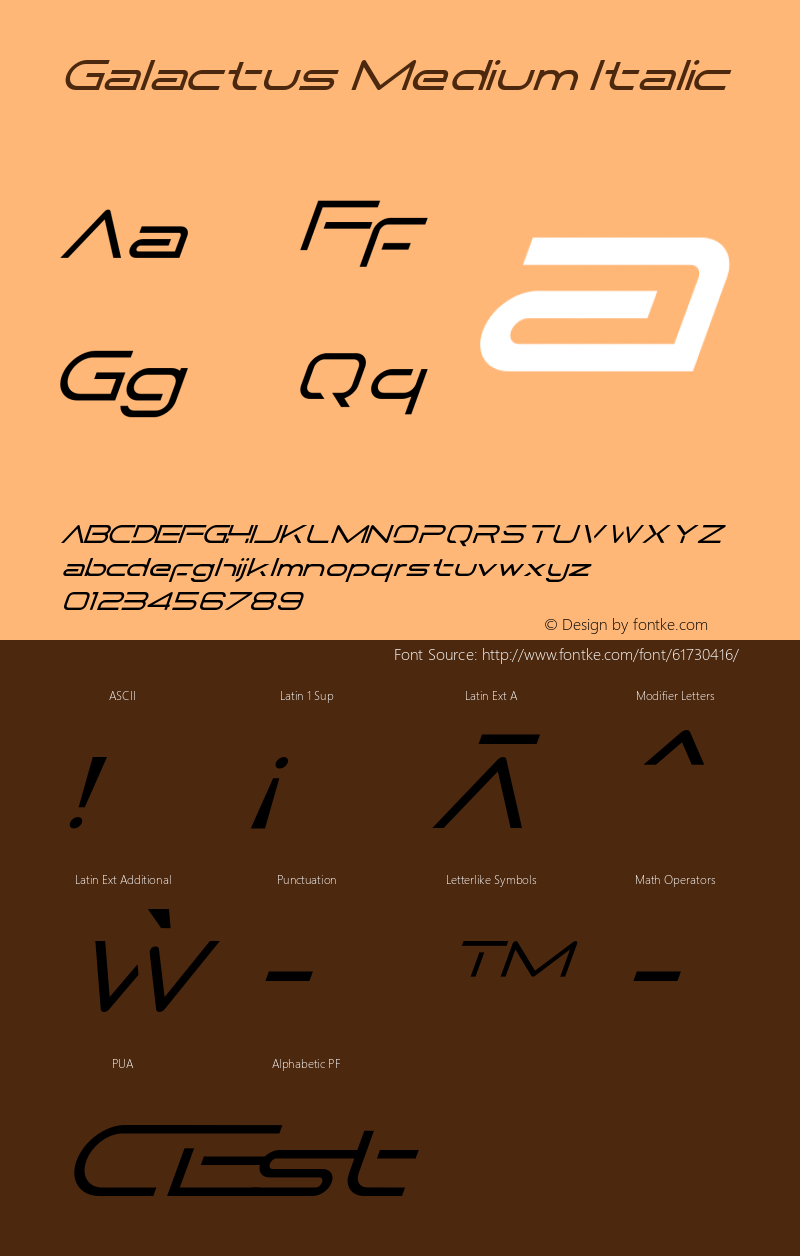 Galactus-MediumItalic Version 1.000 Font Sample