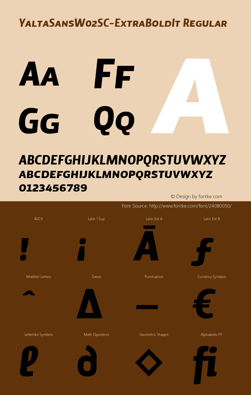 Yalta Sans W02SC Extra Bold It Version 1.00 Font Sample