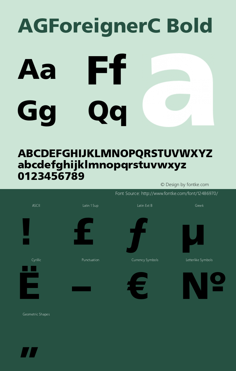 AGForeignerC Bold OTF 1.0;PS 001.000;Core 116;AOCW 1.0 161 Font Sample