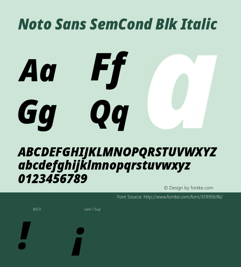 Noto Sans SemiCondensed Black Italic Version 2.000;GOOG;noto-source:20170915:90ef993387c0 Font Sample