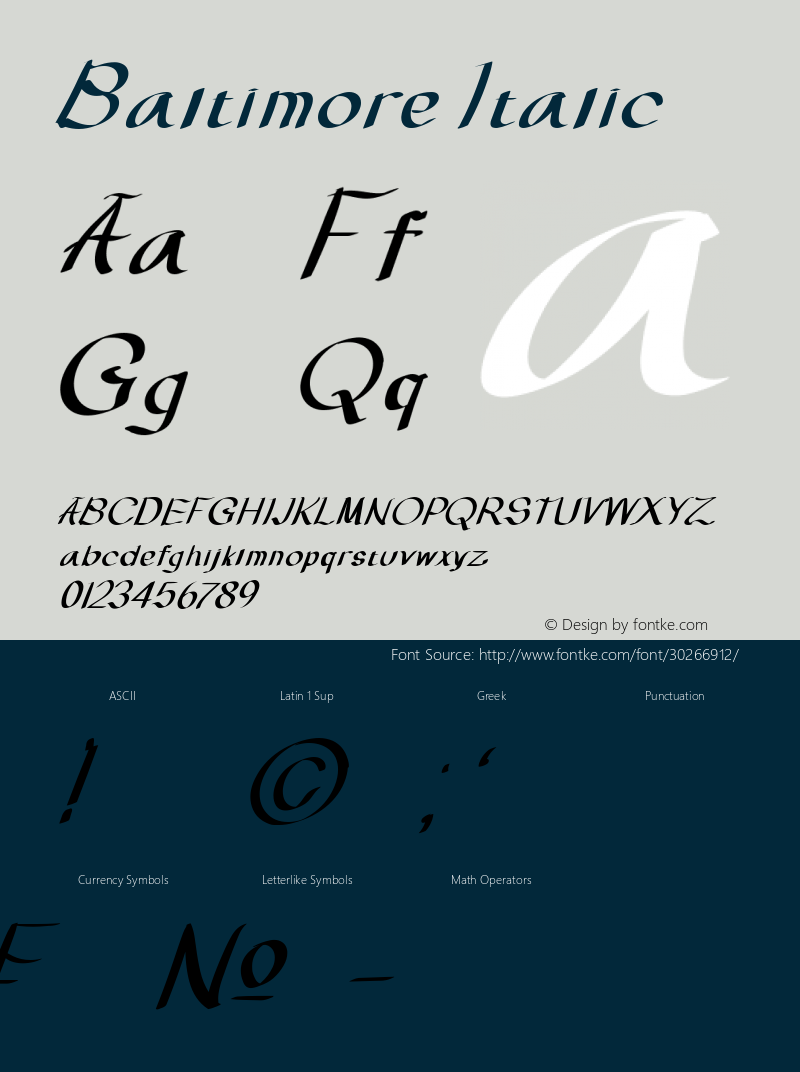 Baltimore Italic Version 1.00;May 23, 2019;FontCreator 11.0.0.2408 32-bit Font Sample