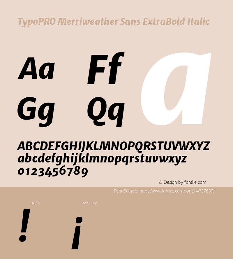 TypoPRO Merriweather Sans ExtraBold Italic Version 1.000 Font Sample